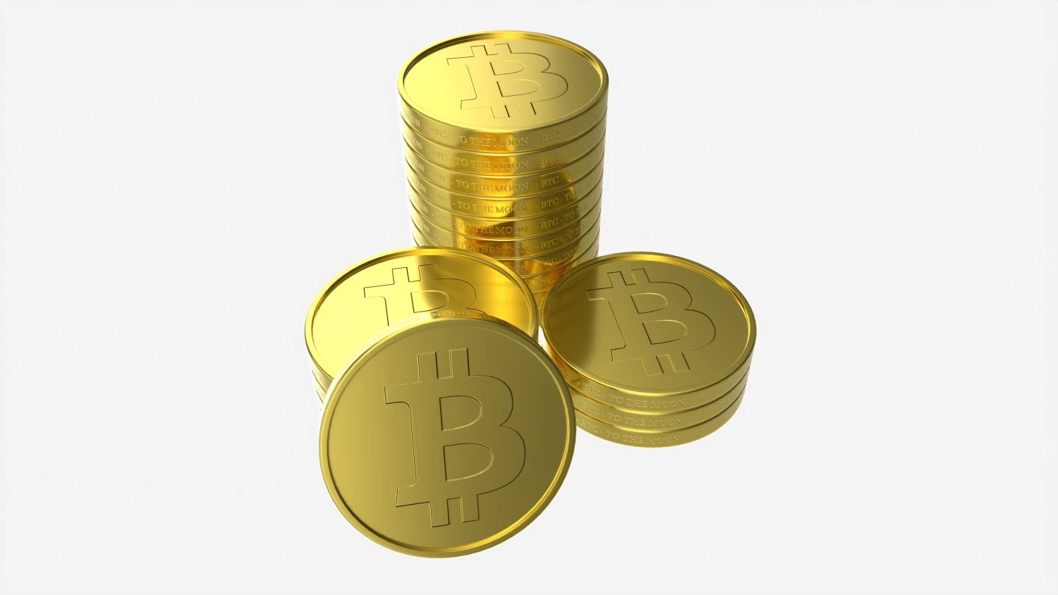 Bitcoin Coin stack 3D Model .c4d .max .obj .3ds .fbx .stl .blend 