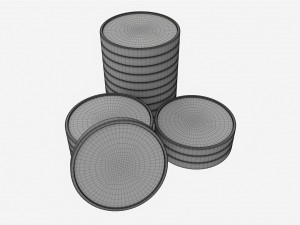 Blank coin stack 3D Модель