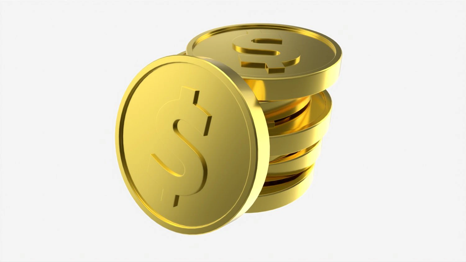 Dollar coin stack 3D Model .c4d .max .obj .3ds .fbx .stl .blend 