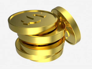 Dollar coin stack 3D Model