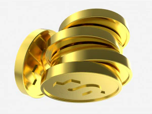 Dollar coin stack 3D Model