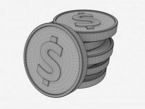 Dollar coin stack 3D Model