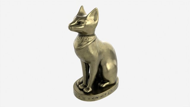 Egyptian Cat Statuette 3D 模型 .c4d .max .obj .3ds .fbx .stl .blend 