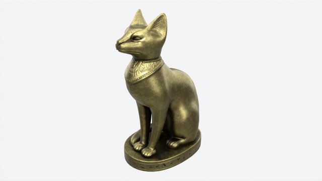 Egyptian Cat Statuette Patinated 3D Model .c4d .max .obj .3ds .fbx .stl .blend 
