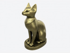 Egyptian Cat Statuette Patinated 3D Model