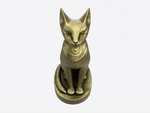 Egyptian Cat Statuette Patinated 3D Model