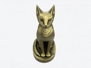 Egyptian Cat Statuette Patinated 3D Model