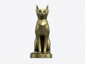 Egyptian Cat Statuette Patinated 3D Model