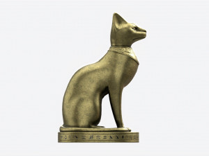 Egyptian Cat Statuette Patinated 3D Model