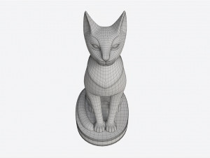 Egyptian Cat Statuette Patinated 3D Model