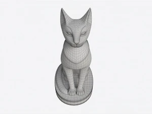 Egyptian Cat Statuette Patinated 3D Model