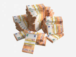 Euro banknote bundles large set 3D Model