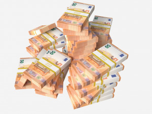 Euro banknote bundles large set 3Dモデル