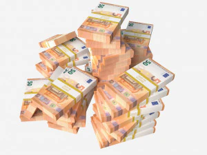 Euro banknote bundles large set 3D Model