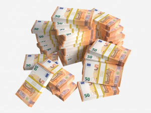 Euro banknote bundles large set 3D Model
