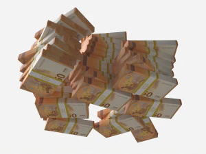 Euro banknote bundles large set 3D Model