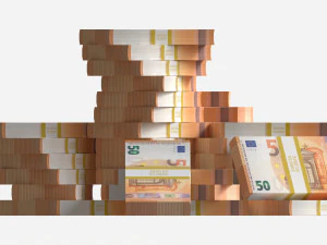 Euro banknote bundles large set 3D Model