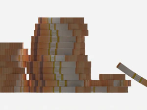 Euro banknote bundles large set 3D Model