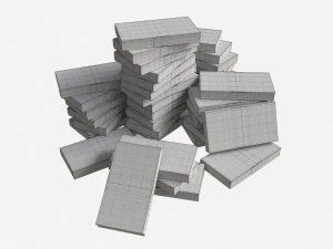 Euro banknote bundles large set 3D Model