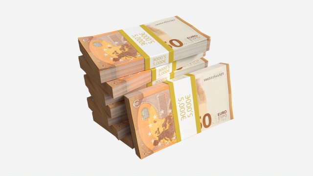 Euro banknote bundles medium set 3D-Modell .c4d .max .obj .3ds .fbx .stl .blend 