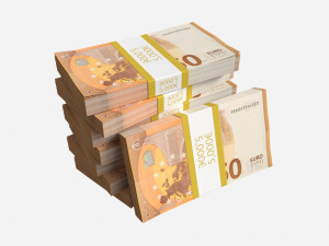 Euro banknote bundles medium set Modelo 3D
