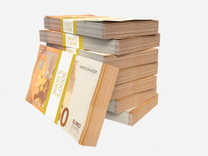 Euro banknote bundles medium set 3D-Modell