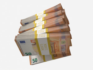 Euro banknote bundles medium set 3D-Modell