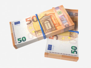 Euro banknote bundles tied with rubbers Modelo 3D