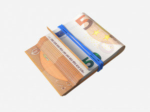Euro banknote stack tied with rubber Modelo 3D