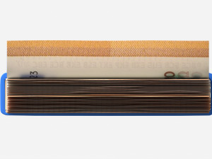 Euro banknote stack tied with rubber 3D Модель