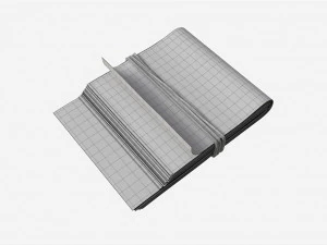 Euro banknote stack tied with rubber 3D Model