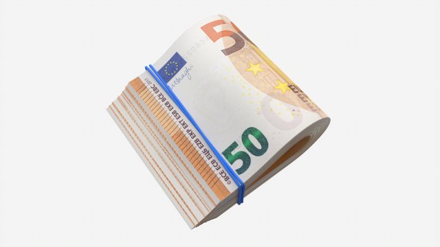 Euro banknotes folded and tied 01 3D Model .c4d .max .obj .3ds .fbx .stl .blend 