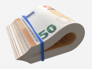 Euro banknotes folded and tied 01 3D Model