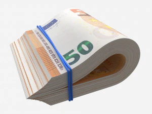 Euro banknotes folded and tied 01 3D Model