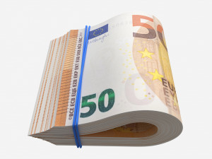 Euro banknotes folded and tied 01 3D Model