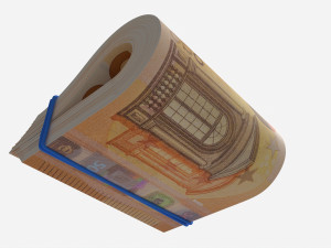 Euro banknotes folded and tied 01 3D Model