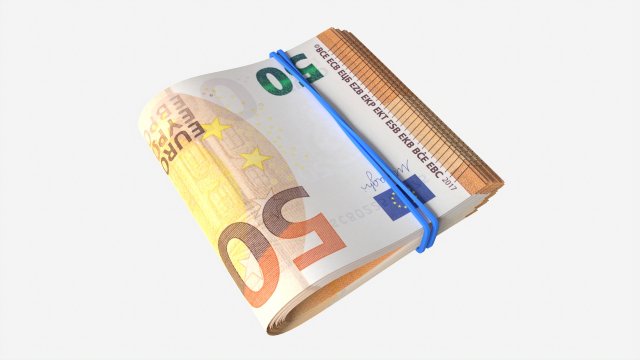Euro banknotes folded and tied 02 Model 3D .c4d .max .obj .3ds .fbx .stl .blend 