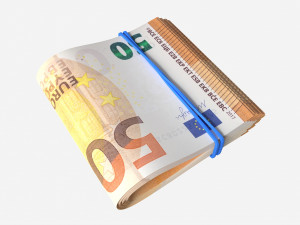 Euro banknotes folded and tied 02 3D Model