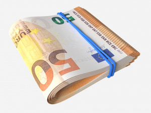 Euro banknotes folded and tied 02 Model 3D