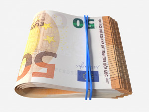 Euro banknotes folded and tied 02 Model 3D
