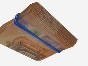 Euro banknotes folded and tied 02 Model 3D