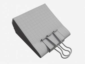 Euro banknotes folded with clip 01 3D Model