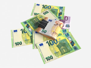 Euro banknotes folded with clip 02 Modelo 3D