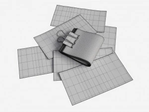 Euro banknotes folded with clip 02 3D Model