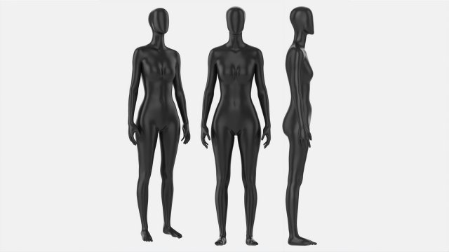 Female mannequin black plastic full length 3D Model .c4d .max .obj .3ds .fbx .stl .blend 