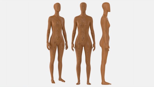 Female mannequin wooden full length 3D Model .c4d .max .obj .3ds .fbx .stl .blend 