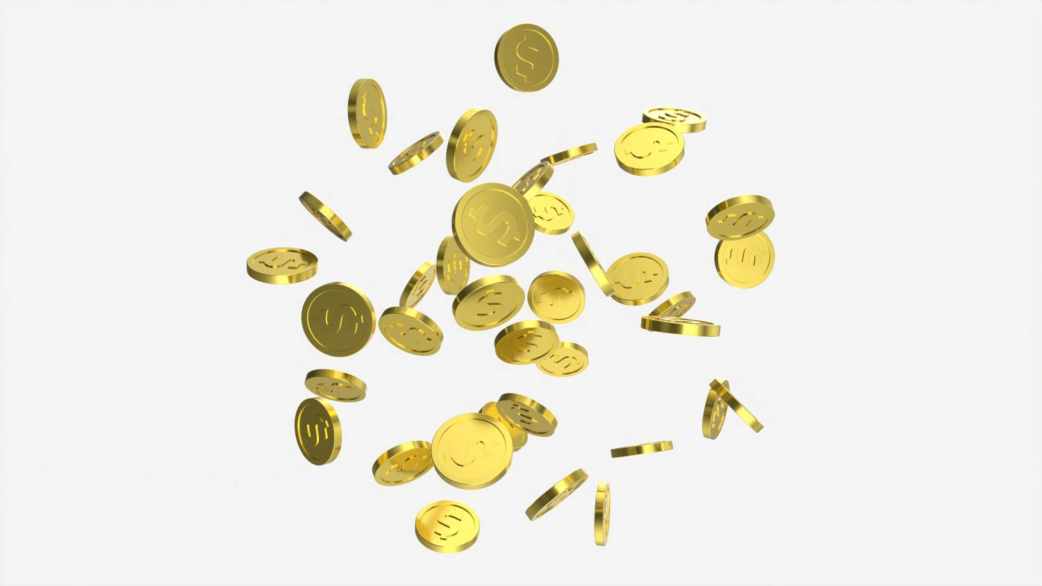 Gold coins falling 01 3D Model .c4d .max .obj .3ds .fbx .stl .blend 