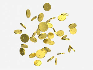 Koin emas jatuh 01 Model 3D