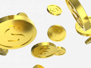 Gold coins falling 01 3D Model