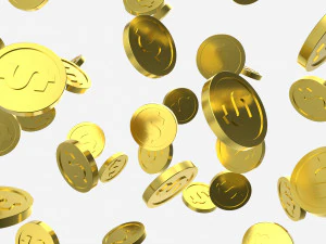 Gold coins falling 01 3D Model